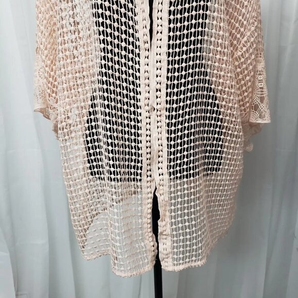 Elegant Cream Open-Knit Women's Jacket - Picture 3 of 13
